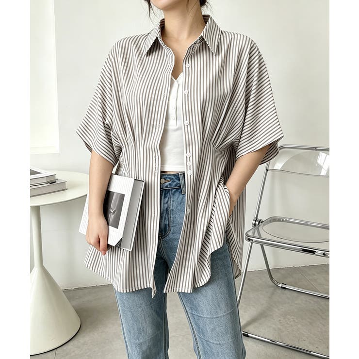 半袖シャツレディース ウエストシェイプトップス 大人可愛いチュニックシャツ | SUNSHINE CLOSET | 詳細画像6 