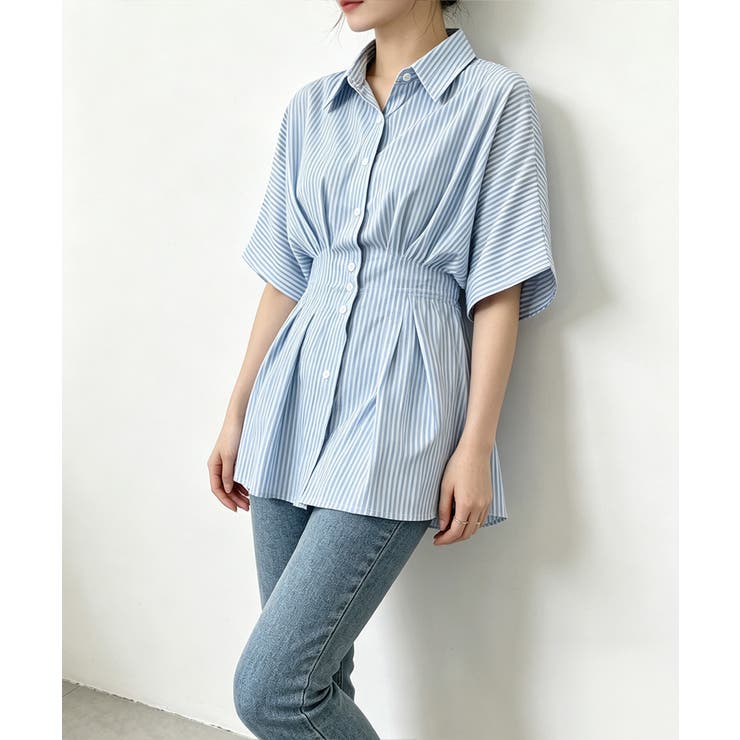 半袖シャツレディース ウエストシェイプトップス 大人可愛いチュニックシャツ | SUNSHINE CLOSET | 詳細画像9 
