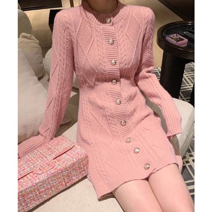 ケーブル編みニットワンピースミニ丈韓国風 | SUNSHINE CLOSET | 詳細画像1 