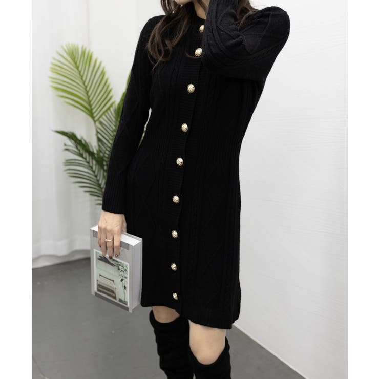 ケーブル編みニットワンピースミニ丈韓国風 | SUNSHINE CLOSET | 詳細画像11 