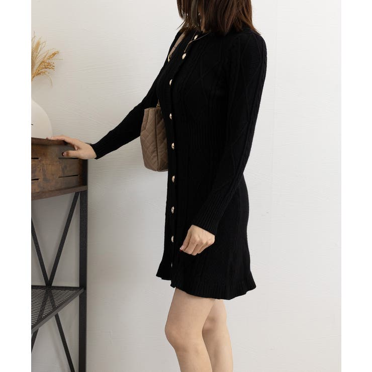 ケーブル編みニットワンピースミニ丈韓国風 | SUNSHINE CLOSET | 詳細画像12 