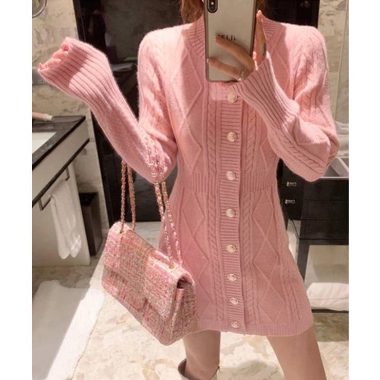 ケーブル編みニットワンピースミニ丈韓国風 | SUNSHINE CLOSET | 詳細画像3 