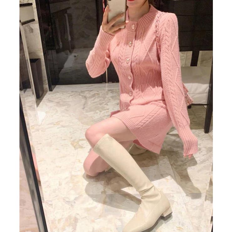 ケーブル編みニットワンピースミニ丈韓国風 | SUNSHINE CLOSET | 詳細画像4 