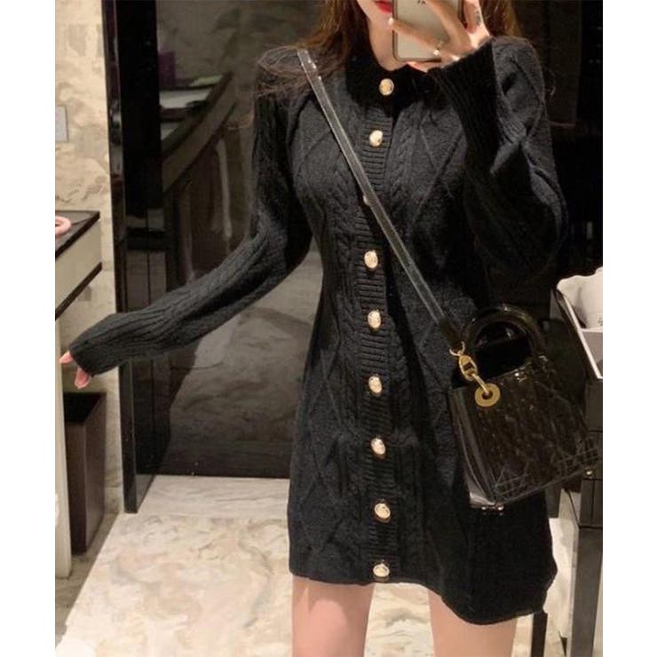 ケーブル編みニットワンピースミニ丈韓国風 | SUNSHINE CLOSET | 詳細画像6 