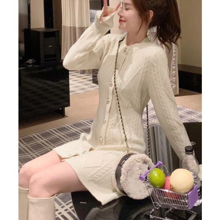 ケーブル編みニットワンピースミニ丈韓国風 | SUNSHINE CLOSET | 詳細画像9 