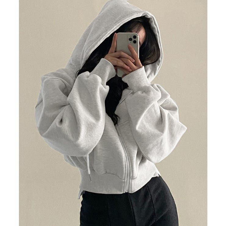 ジップパーカー裏起毛ショート丈フーディー | SUNSHINE CLOSET | 詳細画像1 