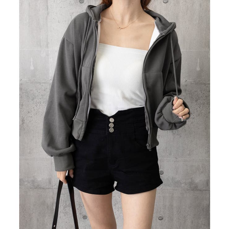 ジップパーカー裏起毛ショート丈フーディー | SUNSHINE CLOSET | 詳細画像15 