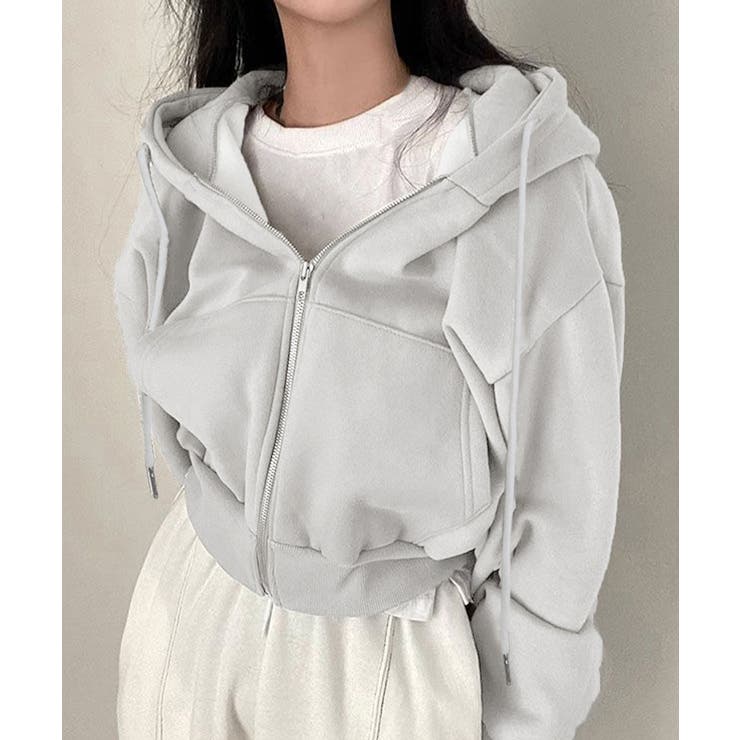 ジップパーカー裏起毛ショート丈フーディー | SUNSHINE CLOSET | 詳細画像2 