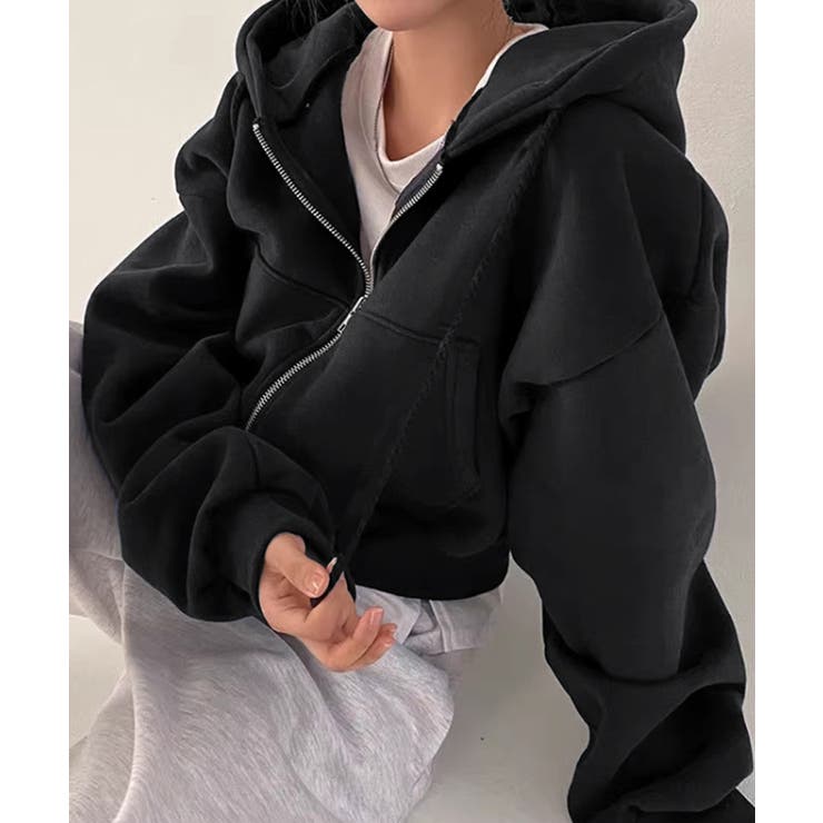 ジップパーカー裏起毛ショート丈フーディー | SUNSHINE CLOSET | 詳細画像6 