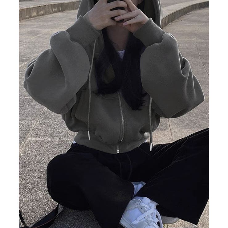 ジップパーカー裏起毛ショート丈フーディー | SUNSHINE CLOSET | 詳細画像7 