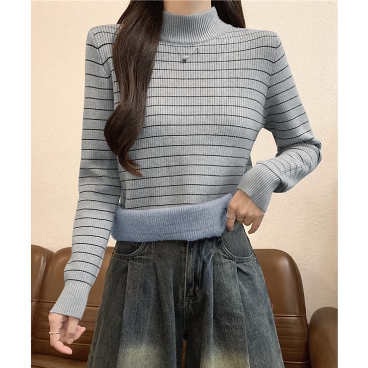 裏微起毛ニットトップスボーダーニット厚手 | SUNSHINE CLOSET | 詳細画像12 