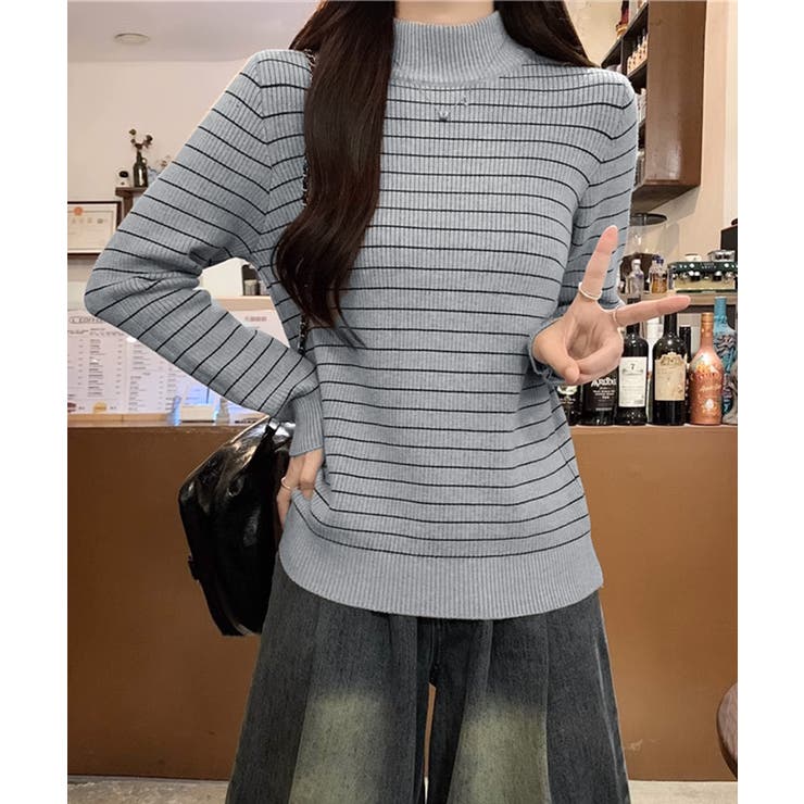 裏微起毛ニットトップスボーダーニット厚手 | SUNSHINE CLOSET | 詳細画像13 