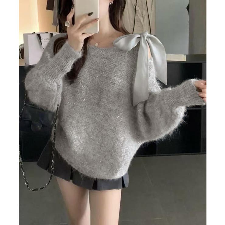 ラメシャギーニットオフショルダートップス | SUNSHINE CLOSET | 詳細画像3 