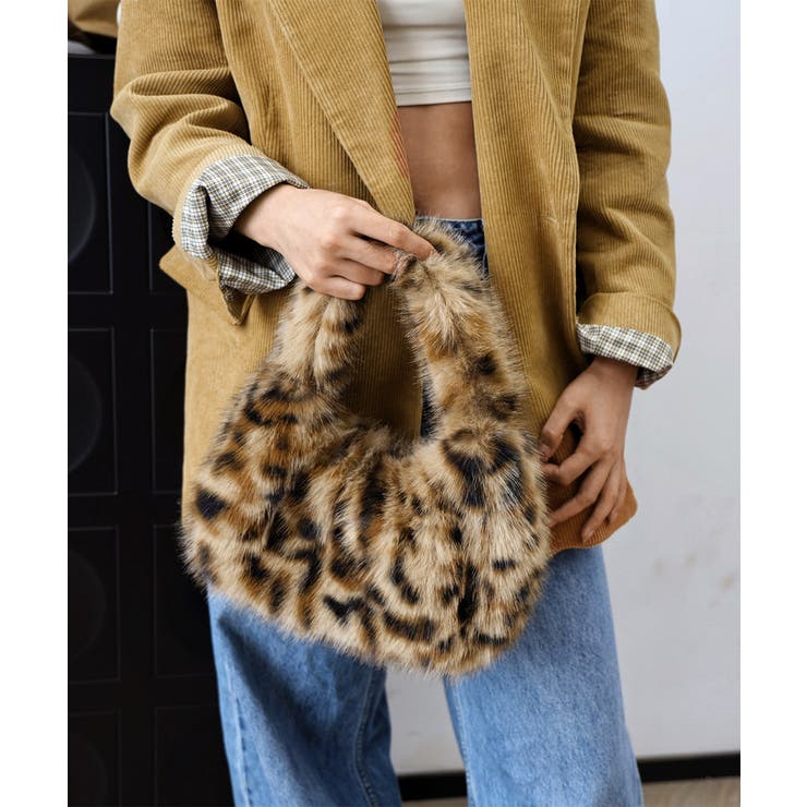 ふわふわフェイクファーバッグ アニマル柄[品番：AGCW0007321