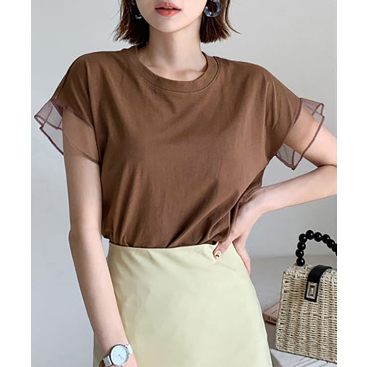 袖シアーTシャツチュール切替えカットソー | SUNSHINE CLOSET | 詳細画像1 