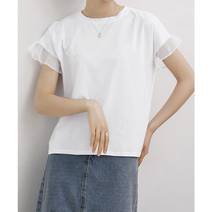袖シアーTシャツチュール切替えカットソー | SUNSHINE CLOSET | 詳細画像11 