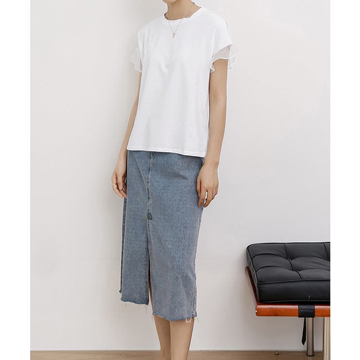 袖シアーTシャツチュール切替えカットソー | SUNSHINE CLOSET | 詳細画像12 