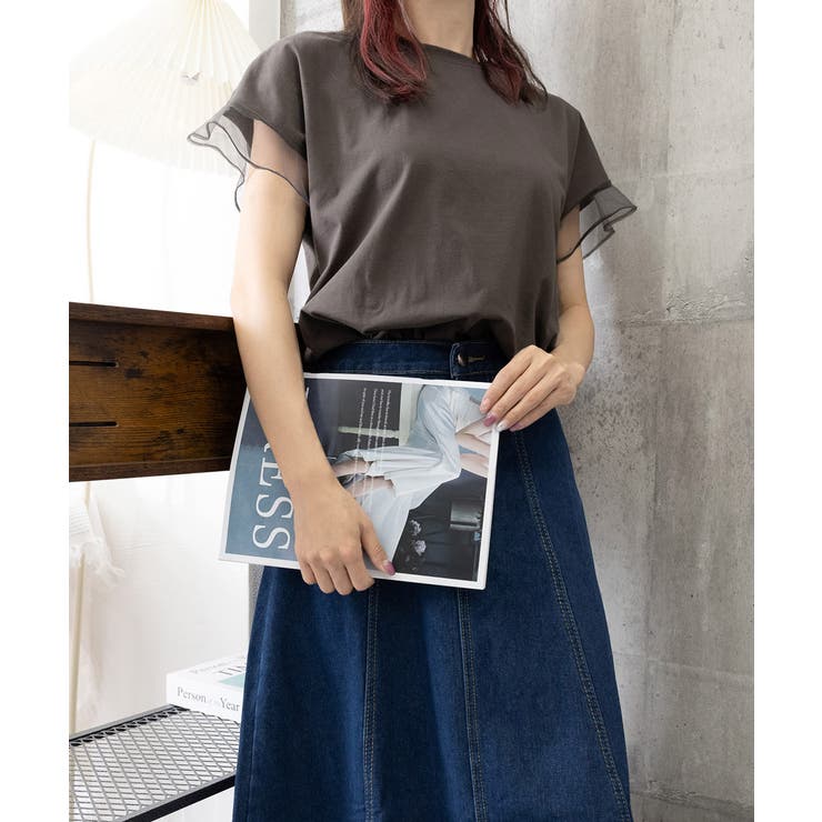袖シアーTシャツチュール切替えカットソー | SUNSHINE CLOSET | 詳細画像24 