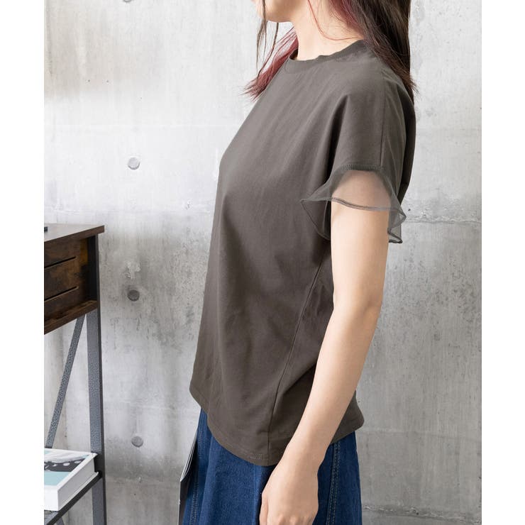 袖シアーTシャツチュール切替えカットソー | SUNSHINE CLOSET | 詳細画像25 