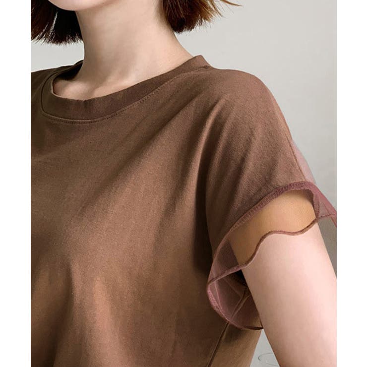 袖シアーTシャツチュール切替えカットソー | SUNSHINE CLOSET | 詳細画像4 