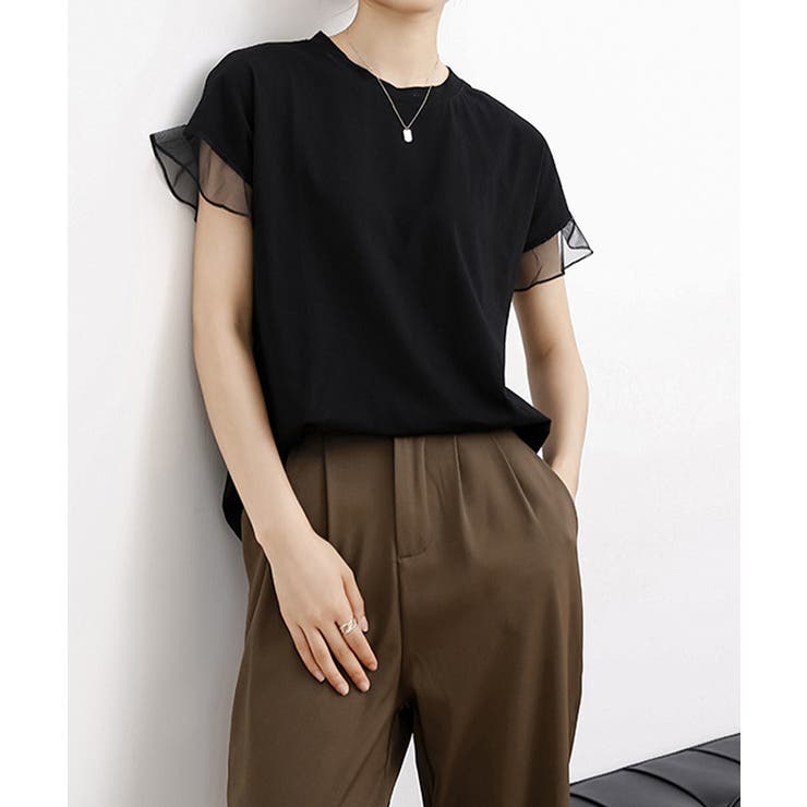 袖シアーTシャツチュール切替えカットソー | SUNSHINE CLOSET | 詳細画像7 