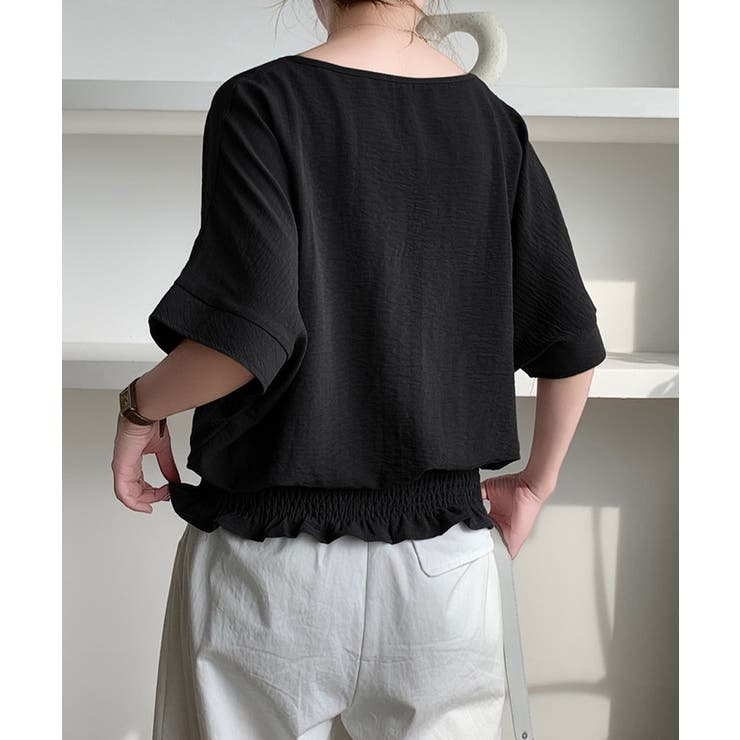 韓国風綺麗め裾フリルブラウス フレンチスリーブトップスレディース ウエストマーク… | SUNSHINE CLOSET | 詳細画像10 