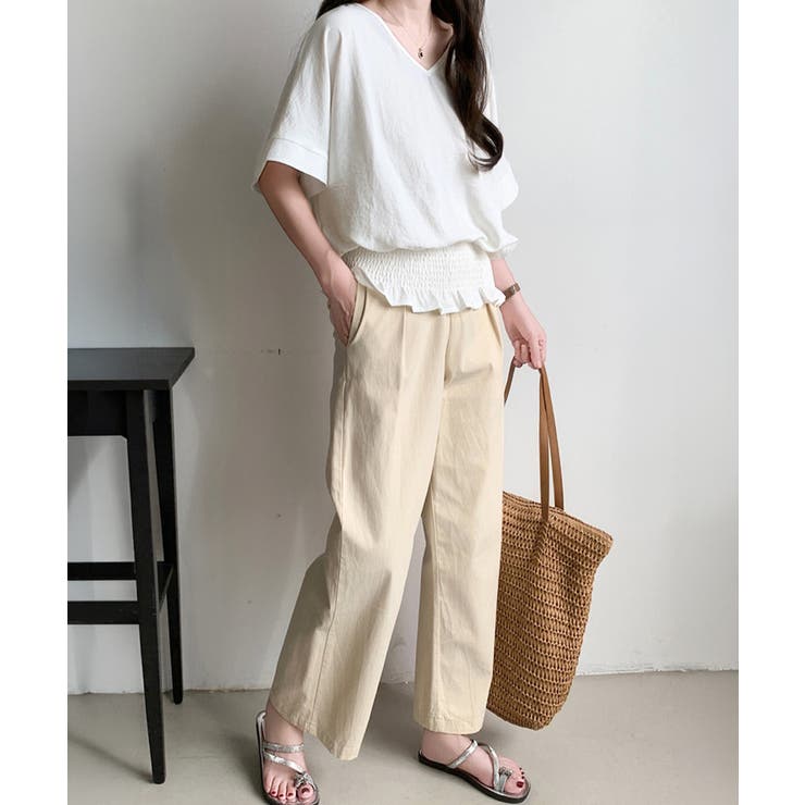 韓国風綺麗め裾フリルブラウス フレンチスリーブトップスレディース ウエストマーク… | SUNSHINE CLOSET | 詳細画像15 