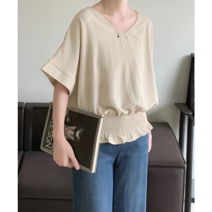 韓国風綺麗め裾フリルブラウス フレンチスリーブトップスレディース ウエストマーク… | SUNSHINE CLOSET | 詳細画像20 