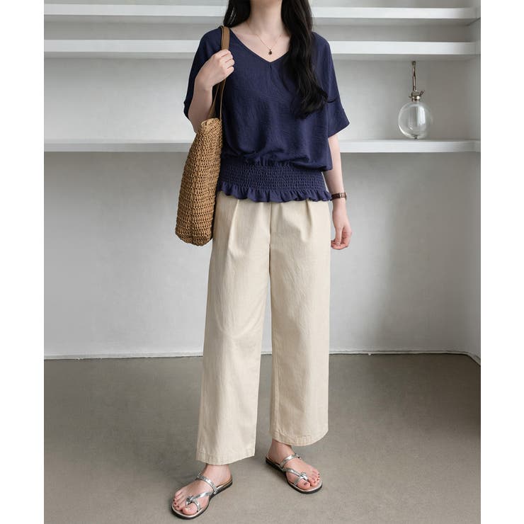 韓国風綺麗め裾フリルブラウス フレンチスリーブトップスレディース ウエストマーク… | SUNSHINE CLOSET | 詳細画像26 