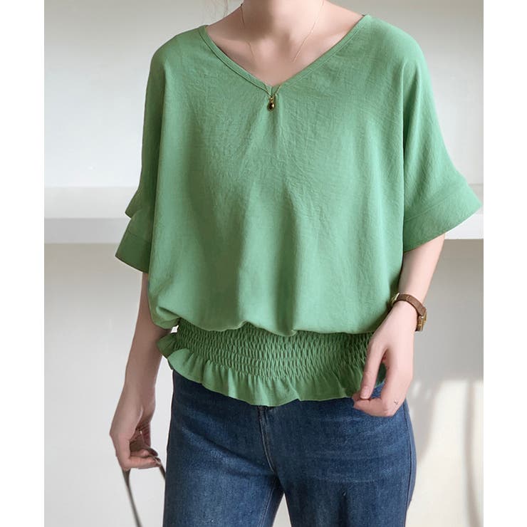 韓国風綺麗め裾フリルブラウス フレンチスリーブトップスレディース ウエストマーク… | SUNSHINE CLOSET | 詳細画像27 