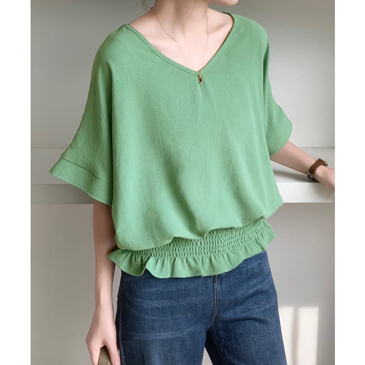 韓国風綺麗め裾フリルブラウス フレンチスリーブトップスレディース ウエストマーク… | SUNSHINE CLOSET | 詳細画像28 