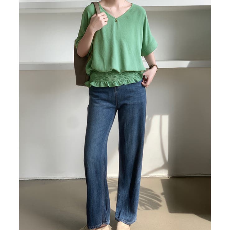韓国風綺麗め裾フリルブラウス フレンチスリーブトップスレディース ウエストマーク… | SUNSHINE CLOSET | 詳細画像30 