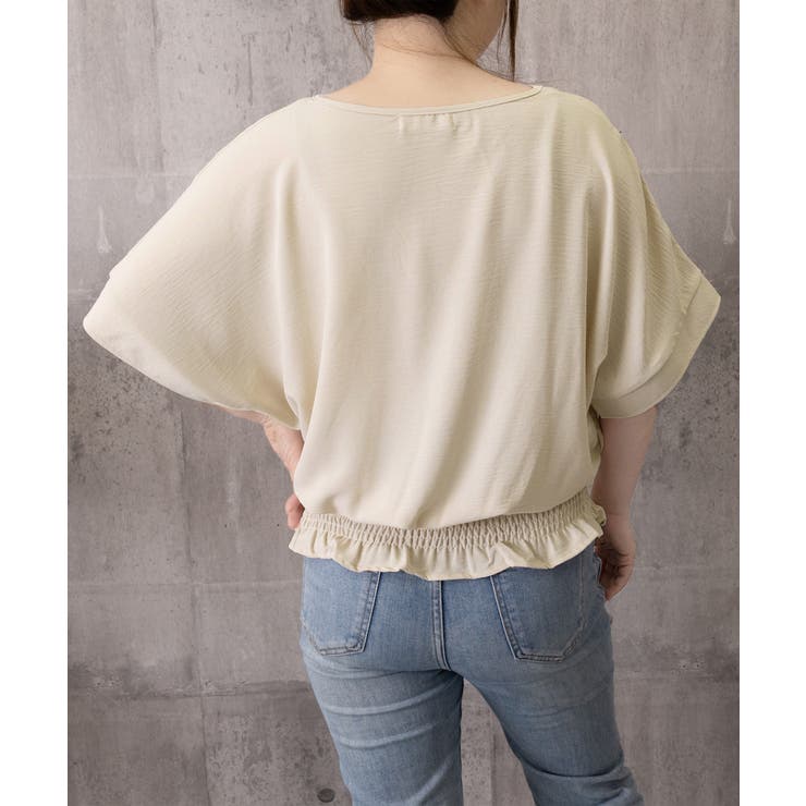 韓国風綺麗め裾フリルブラウス フレンチスリーブトップスレディース ウエストマーク… | SUNSHINE CLOSET | 詳細画像34 