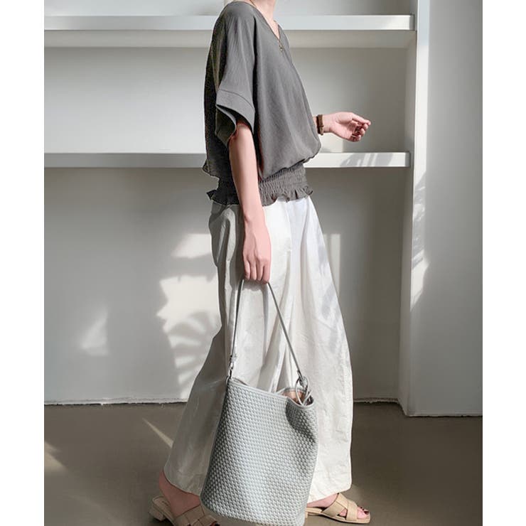 韓国風綺麗め裾フリルブラウス フレンチスリーブトップスレディース ウエストマーク… | SUNSHINE CLOSET | 詳細画像6 