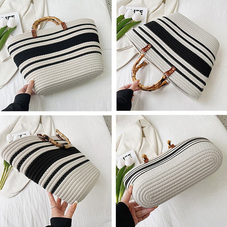 かごバッグ 大容量トートバッグ配色カバン | SUNSHINE CLOSET | 詳細画像19 