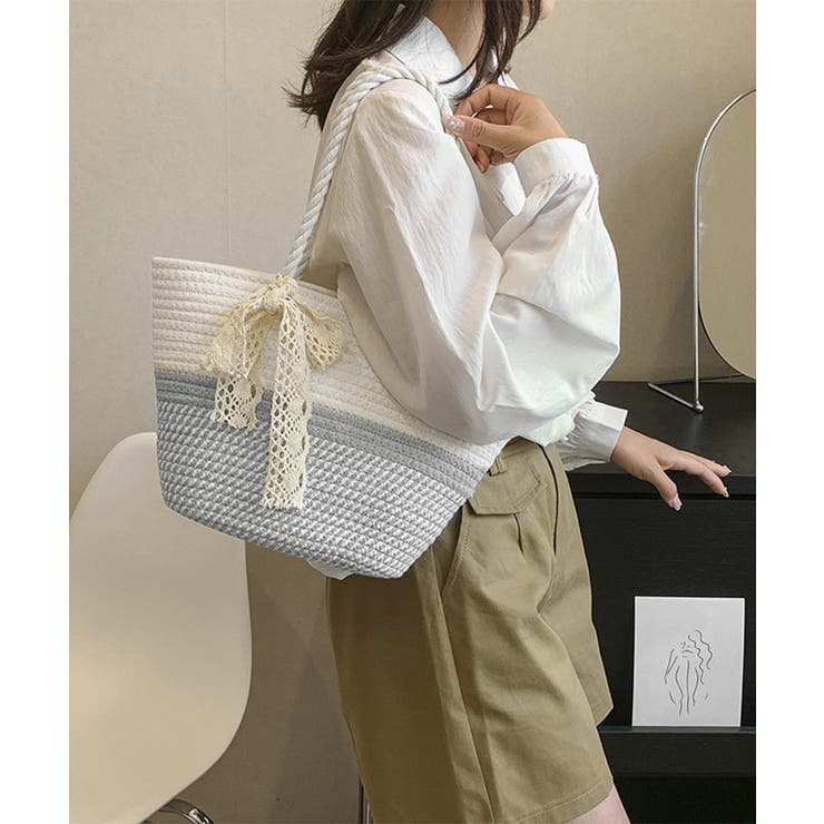 かごバッグ 草編みバッグ ハンドバッグ夏[品番：AGCW0005430