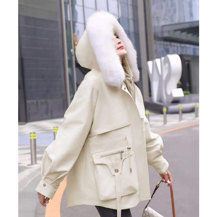 ウエストマーク中綿入りショートコート ボリュームファー襟 韓国風モッズジャケット… | SUNSHINE CLOSET | 詳細画像14 