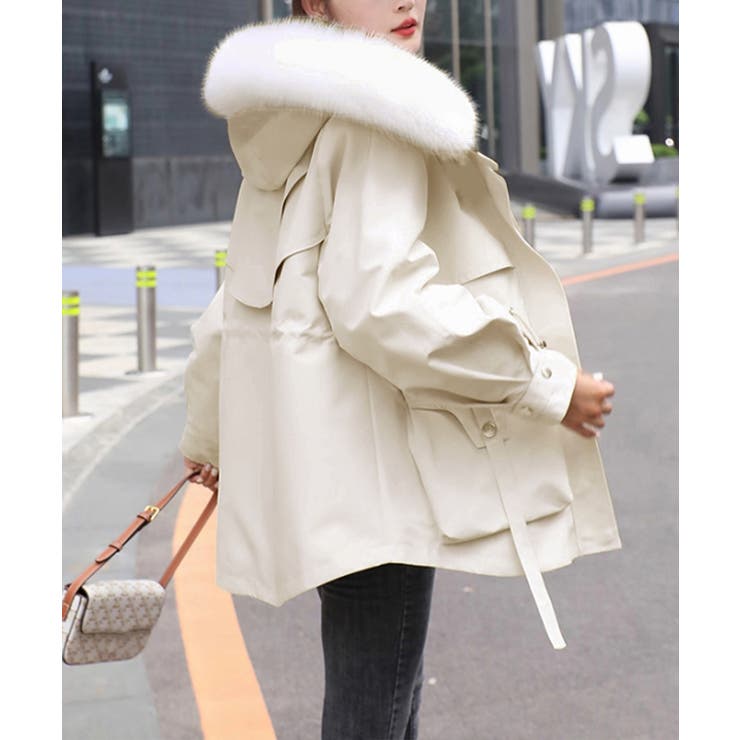 ウエストマーク中綿入りショートコート ボリュームファー襟 韓国風モッズジャケット… | SUNSHINE CLOSET | 詳細画像15 