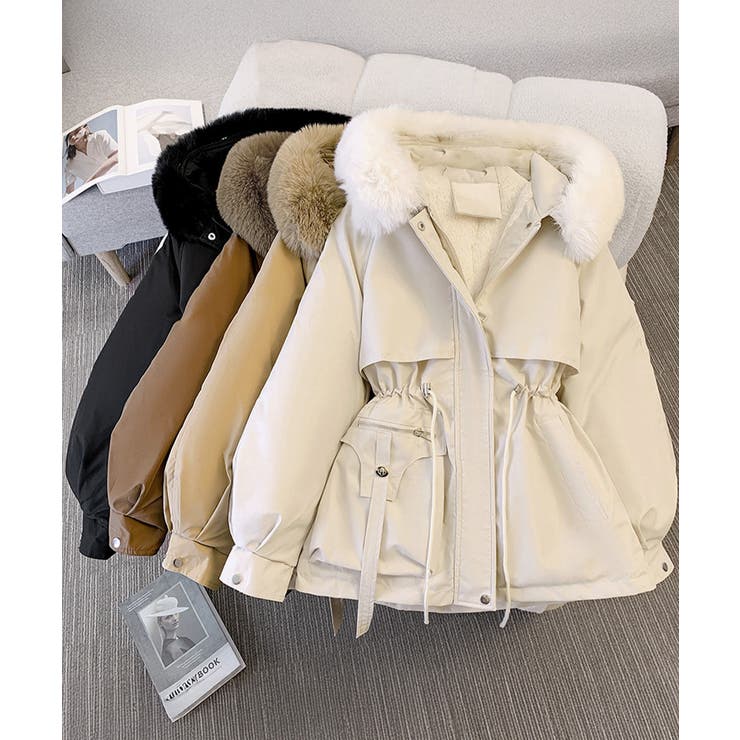 ウエストマーク中綿入りショートコート ボリュームファー襟 韓国風モッズジャケット… | SUNSHINE CLOSET | 詳細画像2 