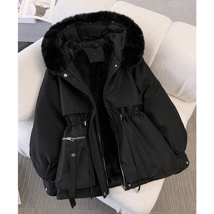 ウエストマーク中綿入りショートコート ボリュームファー襟 韓国風モッズジャケット… | SUNSHINE CLOSET | 詳細画像35 