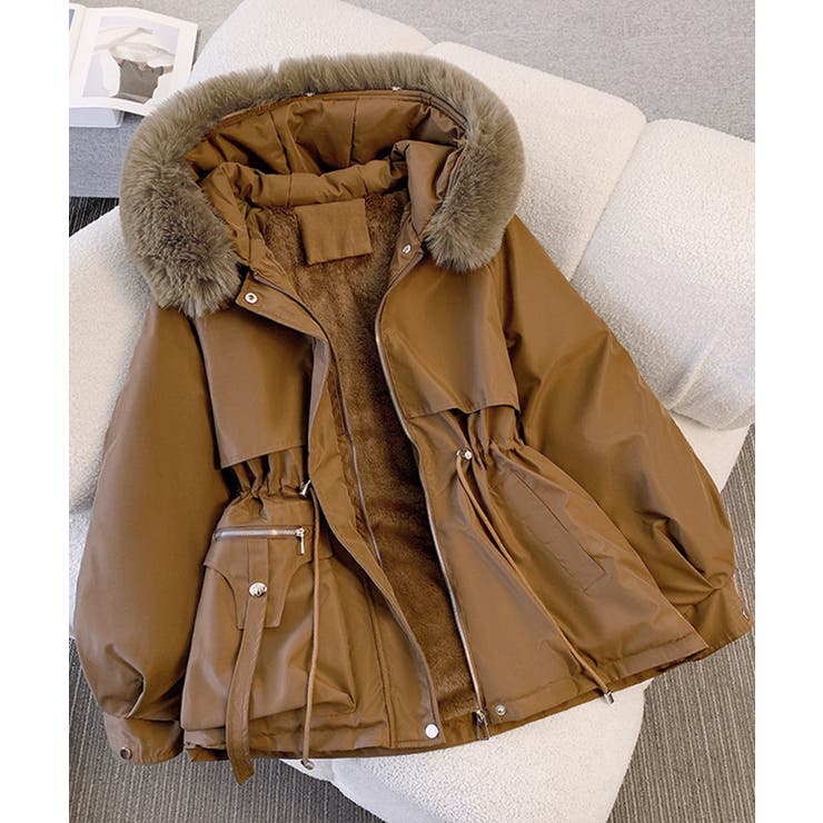 ウエストマーク中綿入りショートコート ボリュームファー襟 韓国風モッズジャケット… | SUNSHINE CLOSET | 詳細画像37 