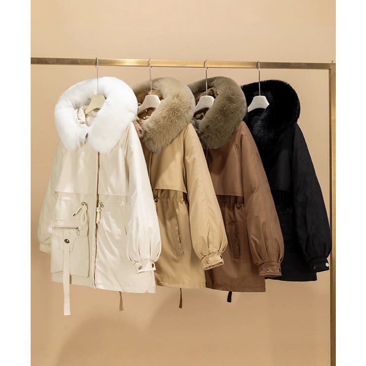 ウエストマーク中綿入りショートコート ボリュームファー襟 韓国風モッズジャケット… | SUNSHINE CLOSET | 詳細画像38 