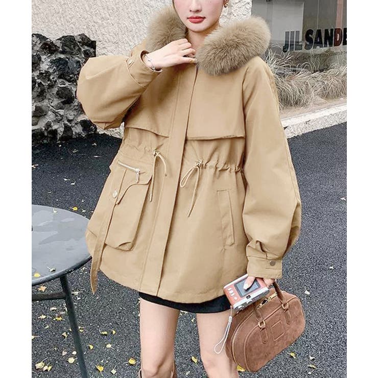 ウエストマーク中綿入りショートコート ボリュームファー襟 韓国風モッズジャケット… | SUNSHINE CLOSET | 詳細画像7 