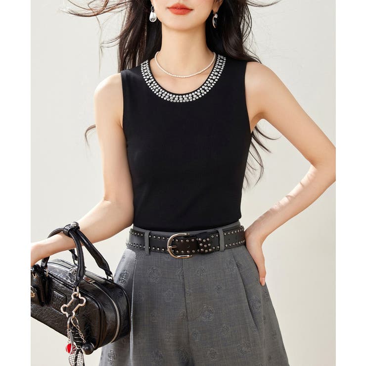 袖なしサマーニットレディース インナートップスきれいめ プルオーバーニットシンプ… | SUNSHINE CLOSET | 詳細画像4 