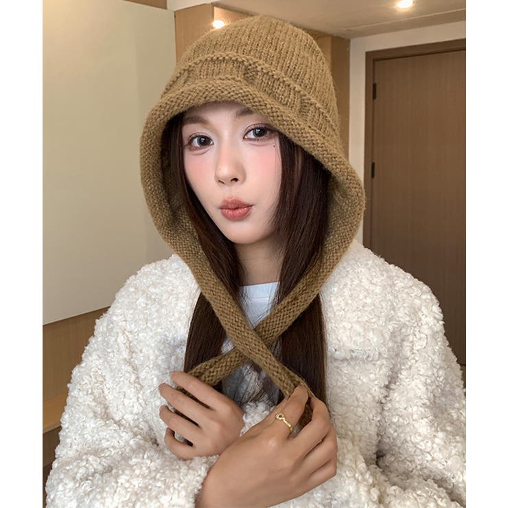 暖かいニットフライトキャップ 紐付き帽子 柔らかニットハット防寒大人カジュアルガ… | SUNSHINE CLOSET | 詳細画像10 