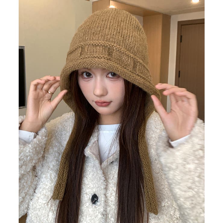暖かいニットフライトキャップ 紐付き帽子 柔らかニットハット防寒大人カジュアルガ… | SUNSHINE CLOSET | 詳細画像11 