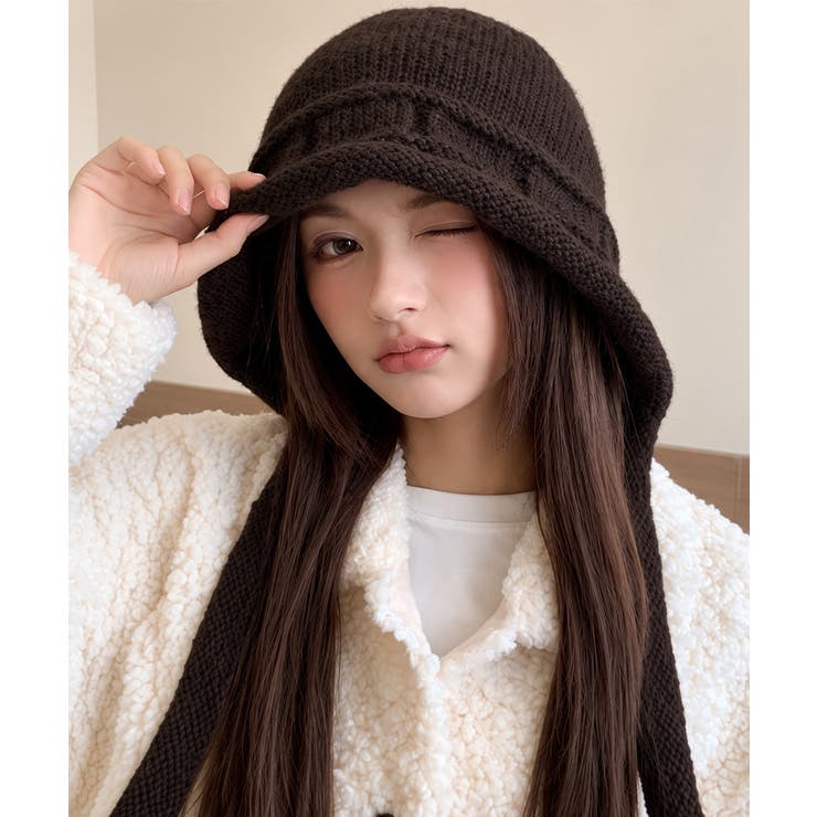 暖かいニットフライトキャップ 紐付き帽子 柔らかニットハット防寒大人カジュアルガ… | SUNSHINE CLOSET | 詳細画像13 
