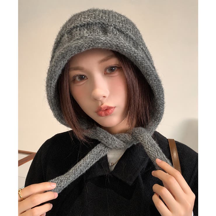 暖かいニットフライトキャップ 紐付き帽子 柔らかニットハット防寒大人カジュアルガ… | SUNSHINE CLOSET | 詳細画像3 