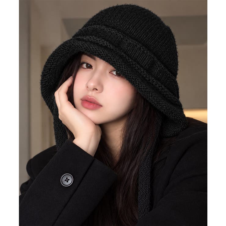 暖かいニットフライトキャップ 紐付き帽子 柔らかニットハット防寒大人カジュアルガ… | SUNSHINE CLOSET | 詳細画像4 