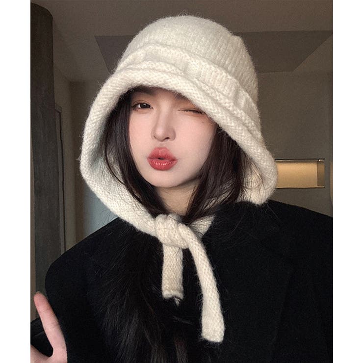 暖かいニットフライトキャップ 紐付き帽子 柔らかニットハット防寒大人カジュアルガ… | SUNSHINE CLOSET | 詳細画像7 